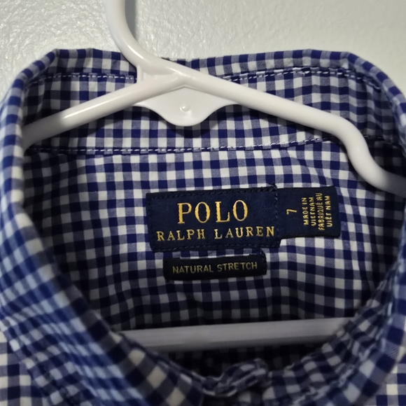 Polo by Ralph Lauren Boys' Size 7 Blue Checkered Cotton Shirt - Picture 8 of 12